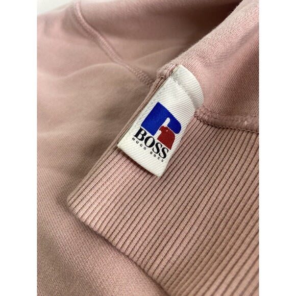 Hugo Boss x Russell Athletic Pink Salmon Pullover Sweatshirt Hoodie Mens Size L - Picture 5 of 13